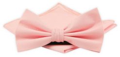 Męska Mucha z Poszetką - Chattier - Morelowa. Pomarańczowe krawaty i muchy Chattier, bez wzorów, z poliesteru, eleganckie. Za 59.00 zł.