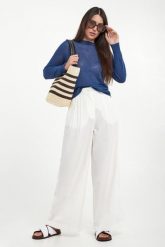Sweter damski lniany Atzeco WEEKEND MAX MARA. Swetry nierozpinane damskie Weekend Max Mara, s, bez wzorów, ze lnu, bez kołnierzyka, bez ramiączek. Za 999.00 zł.