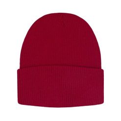 Jednokolorowa Czapka Zimowa Typu Beanie – Zimowa - Czerwień. Czerwone czapki męskie His Story, na jesień, bez wzorów. Za 40.00 zł.
