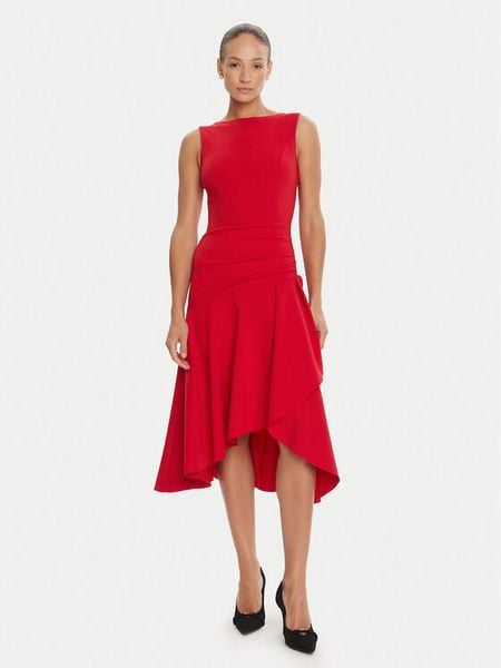 Rinascimento Sukienka koktajlowa CFC0125337003 Czerwony Regular Fit. Czerwone sukienki damskie Rinascimento, l, bez wzorów, z syntetyku, wizytowe, bez kołnierzyka, bez ramiączek. Za 459.99 zł.