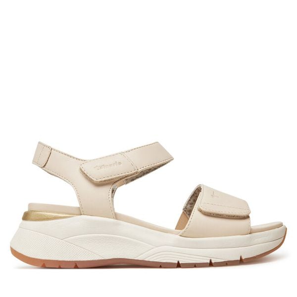 Sandały Tamaris. Brązowe sandały damskie Tamaris, bez wzorów, bez obcasa, na koturnie, bez zapięcia. Za 199.99 zł.