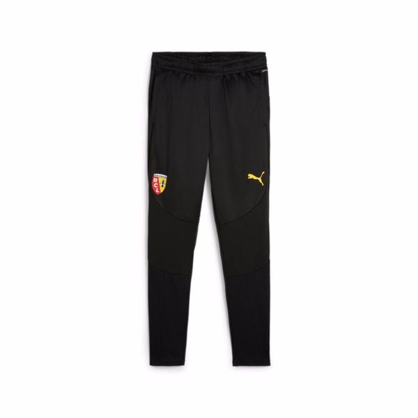 Spodnie treningowe RC Lens 2024/25. Czarne spodnie dresowe damskie Puma, bez wzorów, ze lnu, sportowe, do piłki nożnej. W wyprzedaży za 232.00 zł.