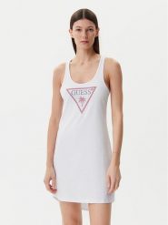 Guess Sukienka letnia E5GP01 I3Z14 Biały Regular Fit. Białe sukienki damskie Guess, na lato, l, z aplikacjami, z bawełny, bez kołnierzyka, bez ramiączek. Za 119.99 zł.