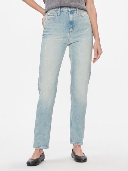 Calvin Klein Jeans Jeansy Authentic Slim Straight J20J222864 Niebieski Slim Fit. Niebieskie jeansy damskie Calvin Klein Jeans, bez wzorów, z bawełny. Za 449.99 zł.