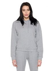 Bluza z kaptur na co dzień na siłownię. Szare bluzy damskie LEONE 1947 APPAREL, bez wzorów, bez ramiączek, bez kaptura. Za 105.21 zł.