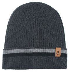 Jesienno-Zimowa Czapka (beanie) – Alties - Kolor Grafitowy, Pasek. Szare czapki męskie Alties, na zimę, bez wzorów, z dzianiny. Za 59.00 zł.