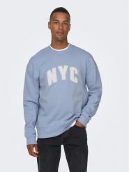 Only & Sons Bluza 22026376 Niebieski Regular Fit. Niebieskie bluzy męskie Only & Sons, m, bez wzorów, z bawełny, bez ramiączek, bez kaptura. Za 159.99 zł.