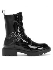 Jenny Fairy Trzewiki WS6199-07 Czarny. Czarne botki damskie Jenny Fairy, bez wzorów, ze skóry, bez obcasa, na płaskiej podeszwie, bez zapięcia. Za 129.99 zł.