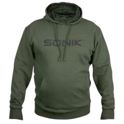 Bluza z kapturem Sonik. Zielone bluzy damskie SONIK, m, bez wzorów, z materiału, sportowe, bez ramiączek, z kapturem. Za 277.00 zł.