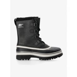 Buty zimowe męskie Sorel Caribou WP. Czarne buty zimowe męskie Sorel, na zimę, bez wzorów, bez obcasa, bez zapięcia. Za 489.99 zł.