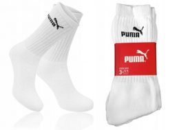 Wysokie skarpetki dla dorosłych Crew. Białe skarpetki damskie Puma, bez wzorów, z bawełny. Za 120.99 zł.