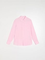 Koszula z domieszką lnu z wiązaniem na plecach - różowy. Czerwone koszule damskie Sinsay, l, bez wzorów, bez kołnierzyka, bez ramiączek. Za 59.99 zł.