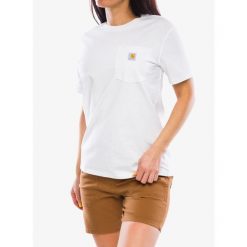 Koszulka bawełniana damska Carhartt Workwear Pocket S/S T-Shirt. Białe koszulki sportowe damskie Carhartt, s, bez wzorów, z bawełny, bez ramiączek. Za 93.99 zł.