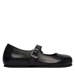 Baleriny Birkenstock. Czarne balerinki damskie Birkenstock, bez wzorów, bez obcasa, bez zapięcia. Za 599.99 zł.