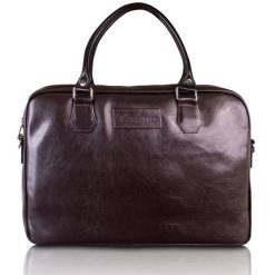 Torba skórzana Tizano TM05 czekoladowa. Brązowe torby na laptopa damskie TIZANO, bez wzorów, z materiału. Za 414.00 zł.