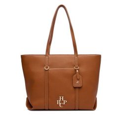 Torebka Beverly Hills Polo Club. Brązowe shopperki damskie Beverly Hills Polo Club, bez wzorów, bez dodatków. Za 229.99 zł.
