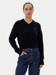 HUGO Sweter Scutie 50543059 Czarny Relaxed Fit. Czarne swetry nierozpinane damskie Hugo, l, bez wzorów, z syntetyku, bez kołnierzyka, bez ramiączek. Za 439.99 zł.