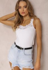 Biały Top Bawełniany Kasione. Białe topy damskie Renee, l, bez wzorów, z bawełny, bez kołnierzyka, bez ramiączek. Za 24.99 zł.