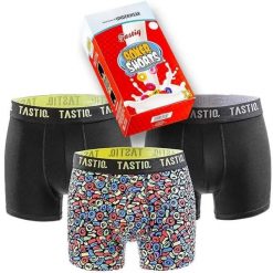 Bokserki Tastiq Kellogs 3-pak w pudełku upominkowym w kolorze czarnym. Czarne bokserki męskie Attiq, bez wzorów, z bawełny. Za 134.99 zł.