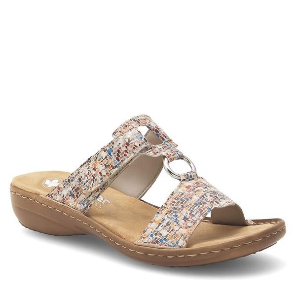 Klapki Rieker. Klapki damskie Rieker, bez wzorów, bez obcasa, bez zapięcia. Za 219.99 zł.