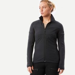 Bluza trekkingowa damska Forclaz MT900 merino. Czarne bluzy damskie SIMOND, m, bez wzorów, z elastanu, sportowe, bez ramiączek, bez kaptura. Za 349.99 zł.