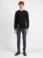 Les Hommes Sweter | LKK110 607L | Jumper With Zip | Mężczyzna | Czarny. Czarne swetry męskie Les Hommes, l, bez wzorów, z bawełny, bez kołnierzyka, bez ramiączek. W wyprzedaży za 679.00 zł.