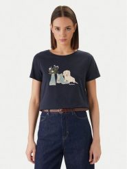 Barbour T-Shirt Brambles LTS0712NY73 Granatowy Regular Fit. Niebieskie t-shirty damskie Barbour, bez wzorów, z bawełny, bez kołnierzyka, bez ramiączek. Za 169.99 zł.