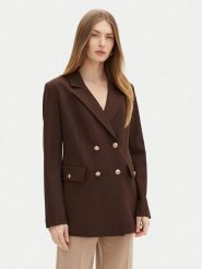 Guess Marynarka W5RN49 WGX02 Brązowy Regular Fit. Brązowe marynarki i żakiety damskie Guess, z aplikacjami, z syntetyku, bez kołnierzyka, bez ramiączek. Za 479.99 zł.