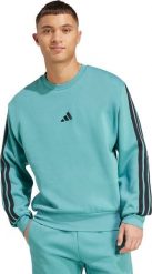 Adidas Bluza męska adidas Essentials 3-Stripes Fleece turkusowa JX0701 S. Niebieskie bluzy męskie Adidas, m, bez wzorów, bez ramiączek, bez kaptura. Za 236.08 zł.