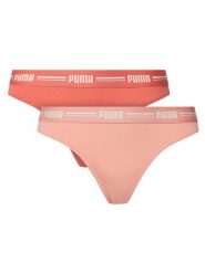 Puma Komplet 2 par stringów 907850 Koralowy. Pomarańczowe majtki damskie Puma, z bawełny. Za 79.99 zł.