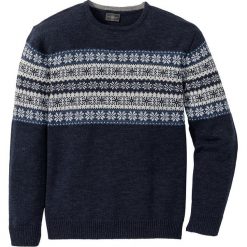 Sweter norweski Regular Fit bonprix ciemnoniebieski melanż. Niebieskie swetry męskie bonprix, l, bez wzorów, bez kołnierzyka, bez ramiączek. Za 89.99 zł.