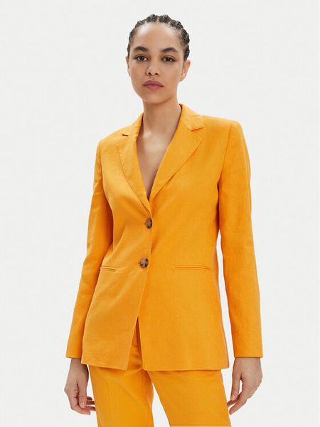 Marella Marynarka Gomito 2413041022 Pomarańczowy Regular Fit. Brązowe marynarki i żakiety damskie Marella, bez wzorów, ze lnu, bez kołnierzyka, bez ramiączek. Za 1,129.00 zł.