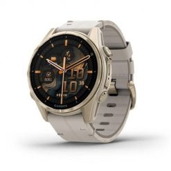 Garmin Fenix 8 43mm AMOLED Sapphire Tytan Soft Gold ze skórzanym paskiem Limestone. Niebieskie zegarki sportowe Garmin, bez wzorów. Za 4,978.99 zł.