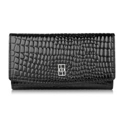 Portfel damski skórzany duży czarny croco z ochroną RFID Paolo Peruzzi AL-02-BL. Czarne portfele damskie Paolo Peruzzi, ze skóry. Za 89.00 zł.