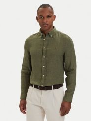 Tommy Hilfiger Koszula MW0MW41530 Zielony ciemny Regular Fit. Zielone koszule męskie Tommy Hilfiger, l, bez wzorów, ze lnu, bez kołnierzyka, bez ramiączek. Za 489.99 zł.