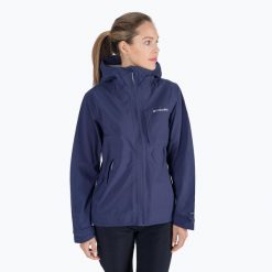 Kurtka przeciwdeszczowa z membraną damska Columbia Omni-Tech Ampli-Dry 466. Niebieskie kurtki sportowe damskie Columbia, xs, bez wzorów, bez ramiączek, bez kaptura, trekkingowe. Za 209.99 zł.