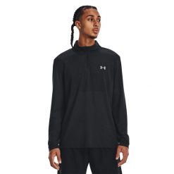 Bluza do biegania męska Under Armour Seamless Stride 1/4 Zip. Czarne bluzy męskie Under Armour, m, bez wzorów, sportowe, bez ramiączek, bez kaptura. Za 269.99 zł.
