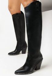 Czarne Kozaki Kowbojki na Wysokim Stożku z Cyrkoniami Joeli. Czarne kozaki damskie Born2be, bez wzorów, bez obcasa, na obcasie, bez zapięcia. Za 169.99 zł.