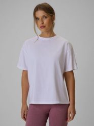 4F T-shirt loose gładki damski - biały S. Białe t-shirty damskie 4F, s, bez wzorów, z bawełny, bez kołnierzyka, bez ramiączek. Za 79.99 zł.