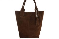 Shopper bag skórzany BARBERINI'S brązowy 375/8-6. Brązowe shopperki damskie Barberinis, bez wzorów, ze skóry, zamszowe, bez dodatków. Za 199.99 zł.