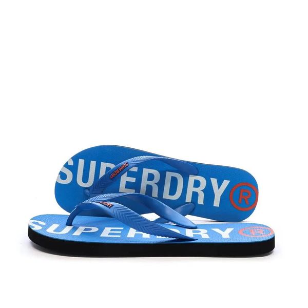 Superdry Klapki Core Essential z gumy – SURF BLUE. Niebieskie klapki męskie Superdry, bez wzorów, z gumy, bez zapięcia. Za 108.30 zł.