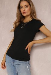Czarny T-shirt Ariema. Czarne t-shirty damskie Renee, l, bez wzorów, z dzianiny, bez kołnierzyka, bez ramiączek. Za 24.99 zł.