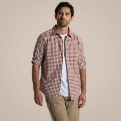 Koszula z długim rękawem Craghoppers NosiLife Nuoro Check. Czerwone koszule męskie Craghoppers, m, bez wzorów, casualowe, bez kołnierzyka, bez ramiączek. W wyprzedaży za 392.60 zł.