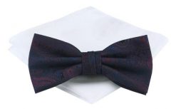 Mucha Męska z Poszetką - Chattier - Granat i Bordo. Czerwone krawaty i muchy Chattier, bez wzorów, eleganckie. Za 59.00 zł.