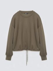 Bluza damska z wiskozy khaki Lunara 303. Zielone bluzy damskie BIG STAR, l, bez wzorów, z dresówki, eleganckie, bez ramiączek, bez kaptura. Za 199.99 zł.