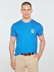 Koszulka męska z niewielkim logo na piersi niebieska korer 401. Niebieskie t-shirty męskie BIG STAR, l, bez wzorów, z bawełny, bez kołnierzyka, bez ramiączek. Za 99.99 zł.