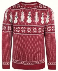 Sweter Świąteczny w Norweski Wzór - Czerwony. Czerwone swetry męskie Brave Soul, m, bez wzorów, wizytowe, bez kołnierzyka, bez ramiączek. Za 135.00 zł.