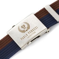 Pasek parciany PAOLO PERUZZI PW-02-105 CM brązowo-granatowy. Brązowe paski męskie Paolo Peruzzi, z materiału. Za 34.99 zł.
