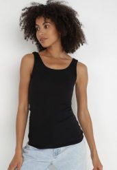Czarny Top Bawełniany Umefir. Czarne topy damskie Born2be, xl, bez wzorów, z bawełny, klasyczne, bez kołnierzyka, bez ramiączek. Za 19.99 zł.