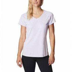 Koszulka Damska Columbia Zero Rules Short Sleeve T-Shirt. Fioletowe bluzki damskie Columbia, xs, bez wzorów, sportowe, bez kołnierzyka, bez ramiączek. W wyprzedaży za 152.00 zł.